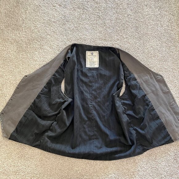 Vintage Gray Whimsygoth Button Up Utility Vest with Striped Black Back Medium - Picture 4 of 9